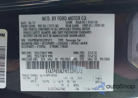 2017 Ford Mustang V6 from USA, damaged, VIN 1FATP8EM7H5339572